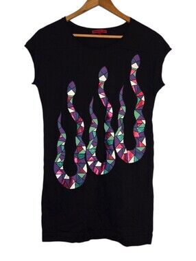 Vivienne Tam Metallic Geometric Snake Tunic Tee Size S